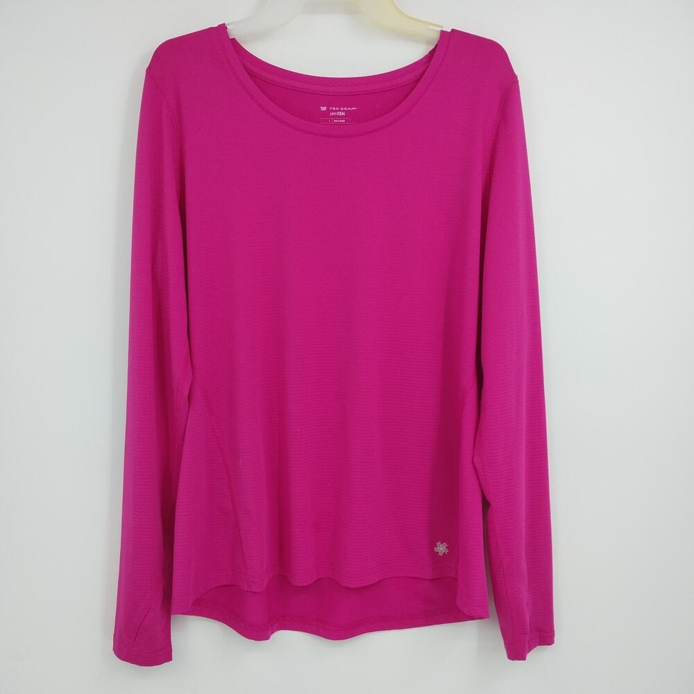 Tek Gear DryTek Women’s Long Sleeve Moisture Wicking Athletic Top Pink Large